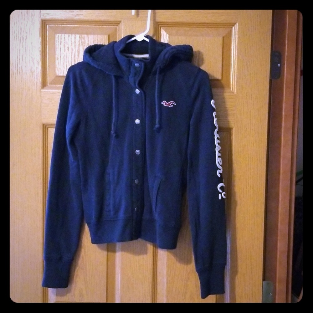 Hollister Dark Blue Sweatshirt Jacket with Hood